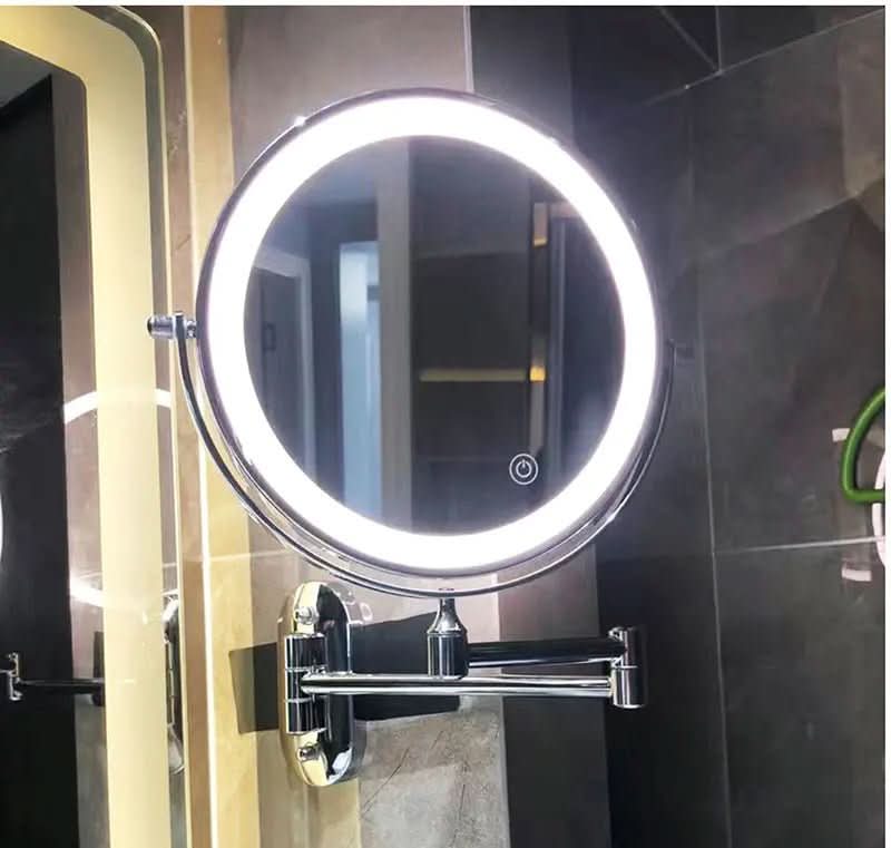 LumiView Cordless LED Magnifying Mirror — Adjustable Lighting, Rechargeable Battery