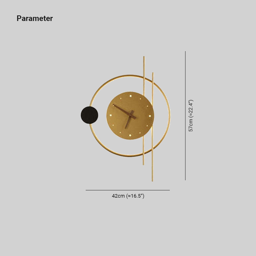 Arisha Wall Lamp Clock, Black & Gold | ventumra