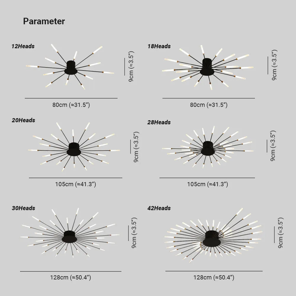 Wesley plafondslampe Fireworks, svart/gull | ventumra