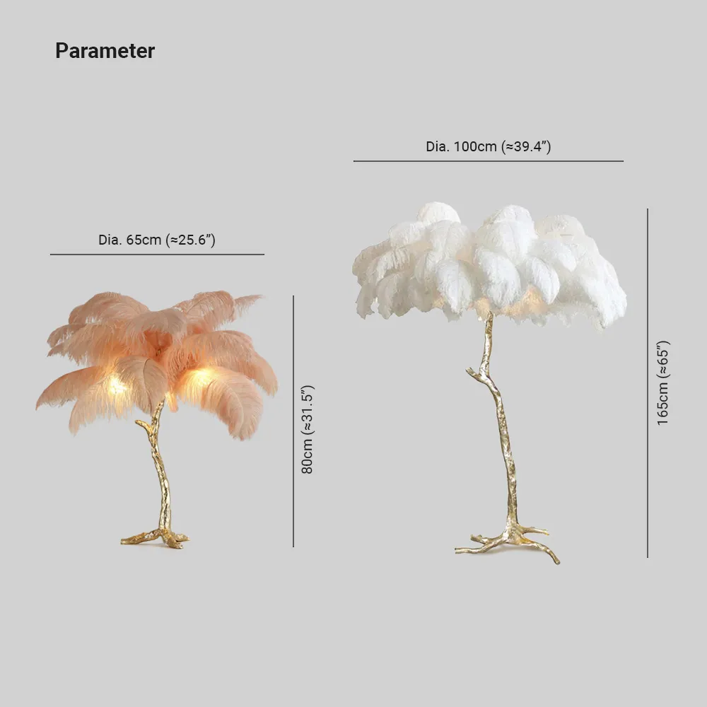 O'Moore Nordic Luxury Unique Ostrich Feather Floor Lamp/Table Lamp | ventumra