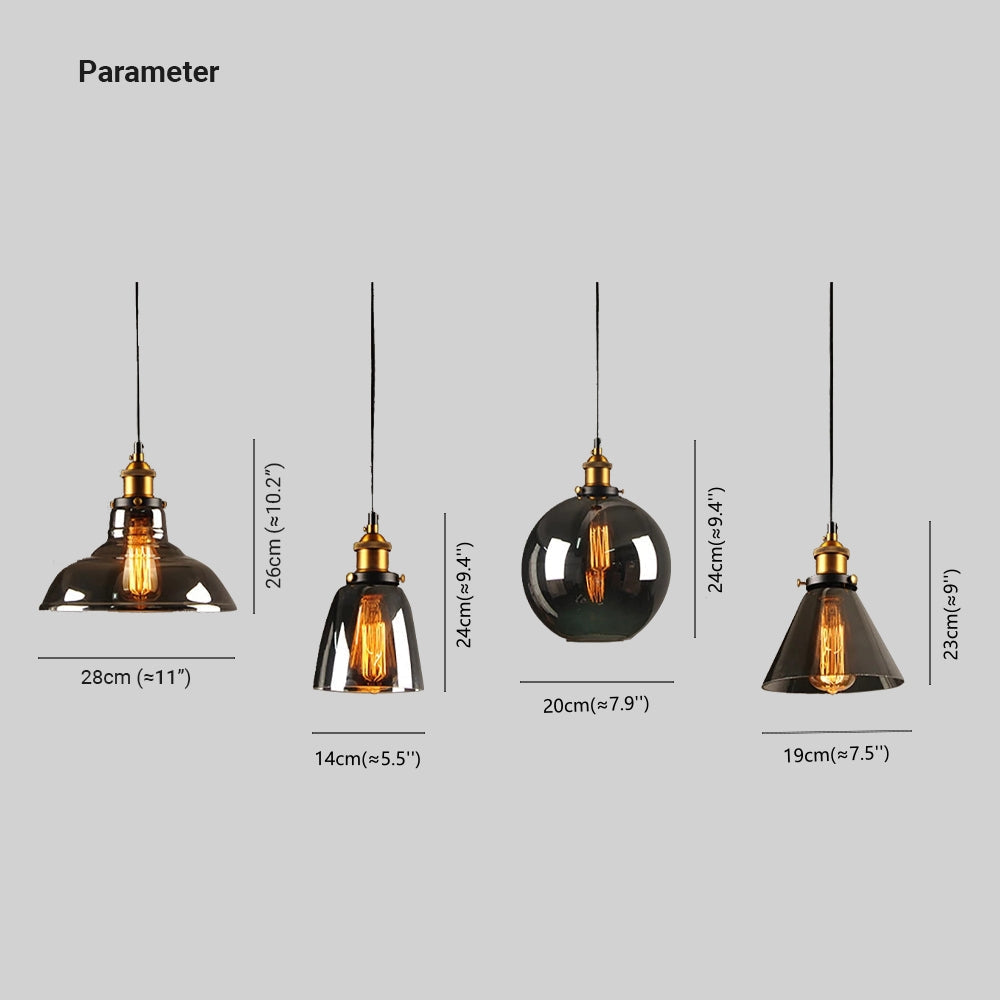 June Industrial Glass Pendant Light Clear/Amber/Smoke Grey | ventumra