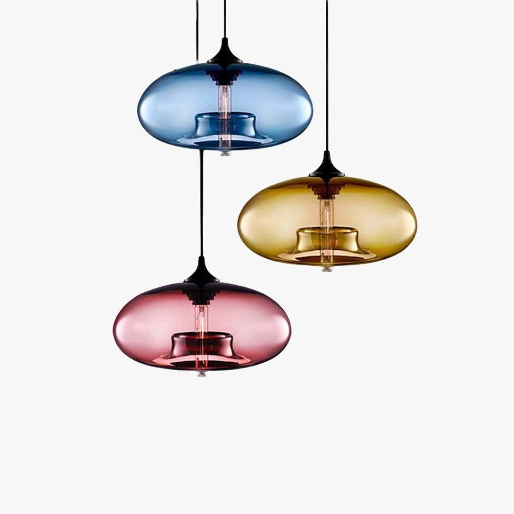 Valentina Modern Bread Shaped Glass Pendant Light, 6 Colour - Neutralighting