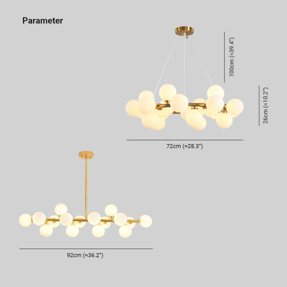 Valentina Bass Glass Bubble Golden Chandelier | ventumra