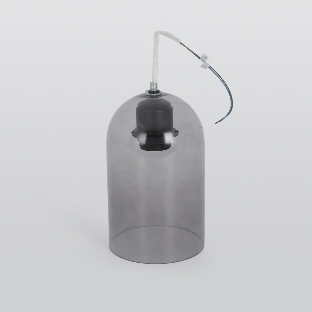 Valentina Modern Cylinder Semi-Flush Mount Clear Glass Ceiling Light, Cognac/Grey | ventumra