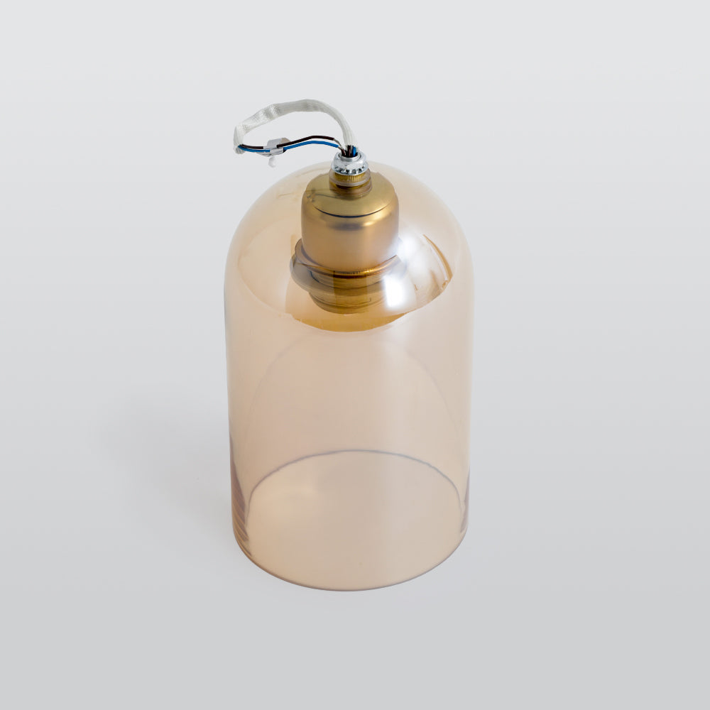 Valentina Modern Cylinder Semi-Flush Mount Clear Glass Ceiling Light, Cognac/Grey | ventumra