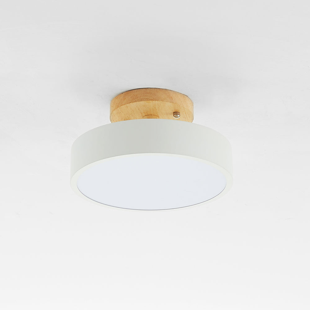 Orya Round LED Flush Mount Ceiling Light Modern Wood Colorful | ventumra