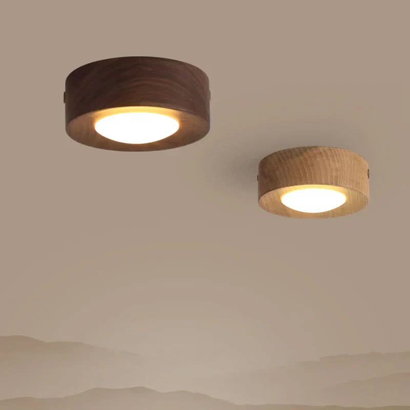 מנורת תקרה LED חסכונית באנרגיה מעץ אגוז – תאורה ממוקדת
