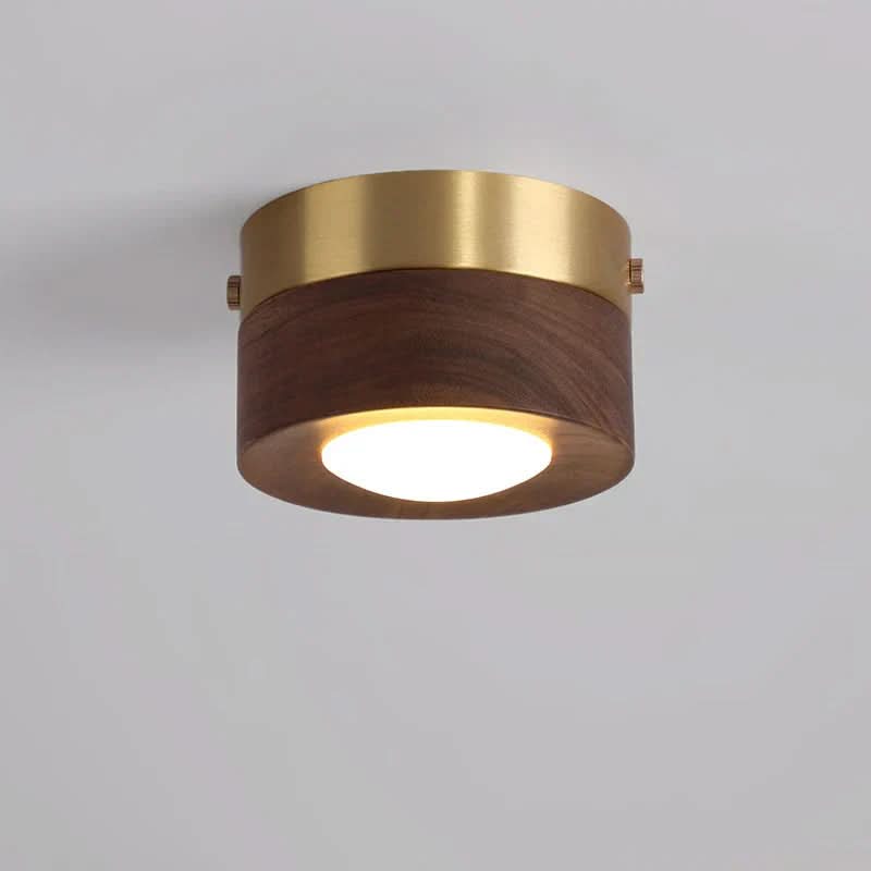 מנורת תקרה LED חסכונית באנרגיה מעץ אגוז – תאורה ממוקדת