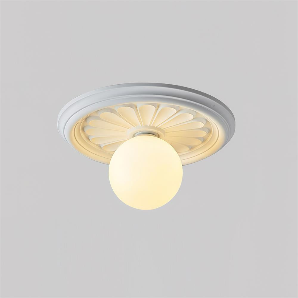 Ivorelle Vintage Carved Ceiling Light with Globe Shade | ventumra