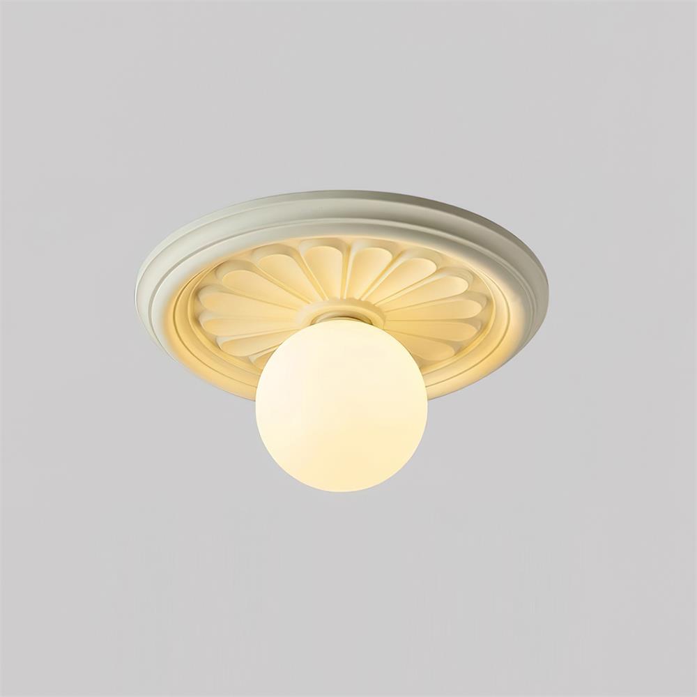 Ivorelle Vintage Carved Ceiling Light with Globe Shade | ventumra