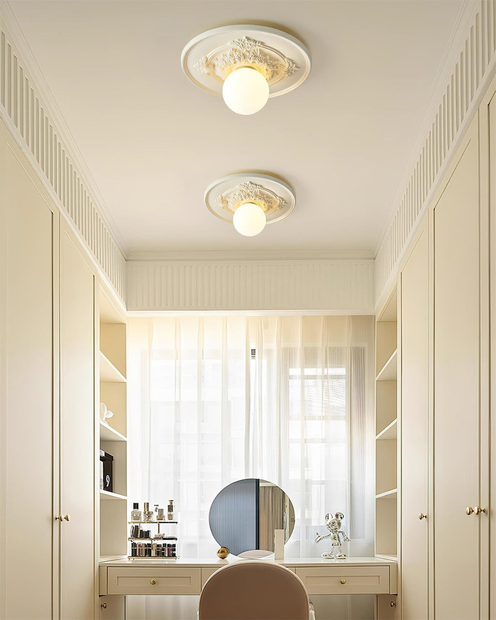 Ivorelle Vintage Carved Ceiling Light with Globe Shade | ventumra