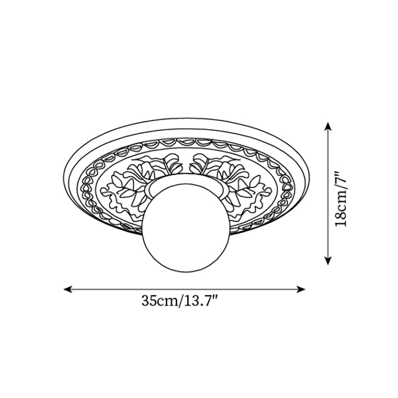 Ivorelle Vintage Carved Ceiling Light with Globe Shade | ventumra