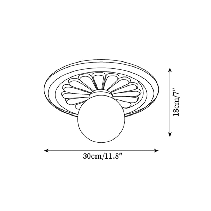 Ivorelle Vintage Carved Ceiling Light with Globe Shade | ventumra