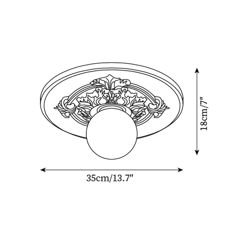 Ivorelle Vintage Carved Ceiling Light with Globe Shade | ventumra