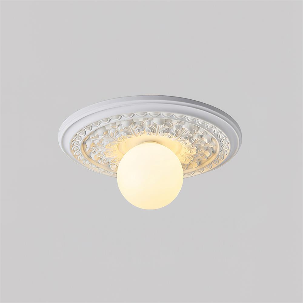 Ivorelle Vintage Carved Ceiling Light with Globe Shade | ventumra