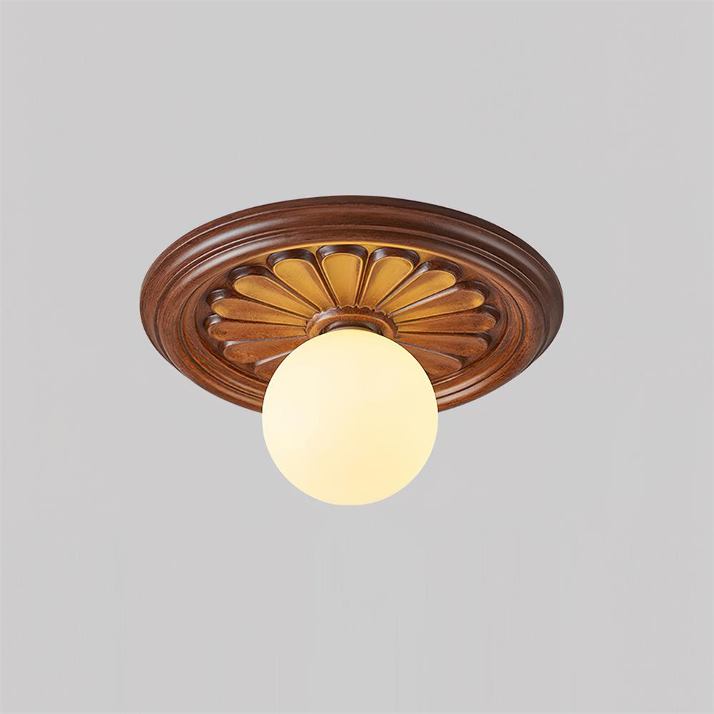 Ivorelle Vintage Carved Ceiling Light with Globe Shade | ventumra