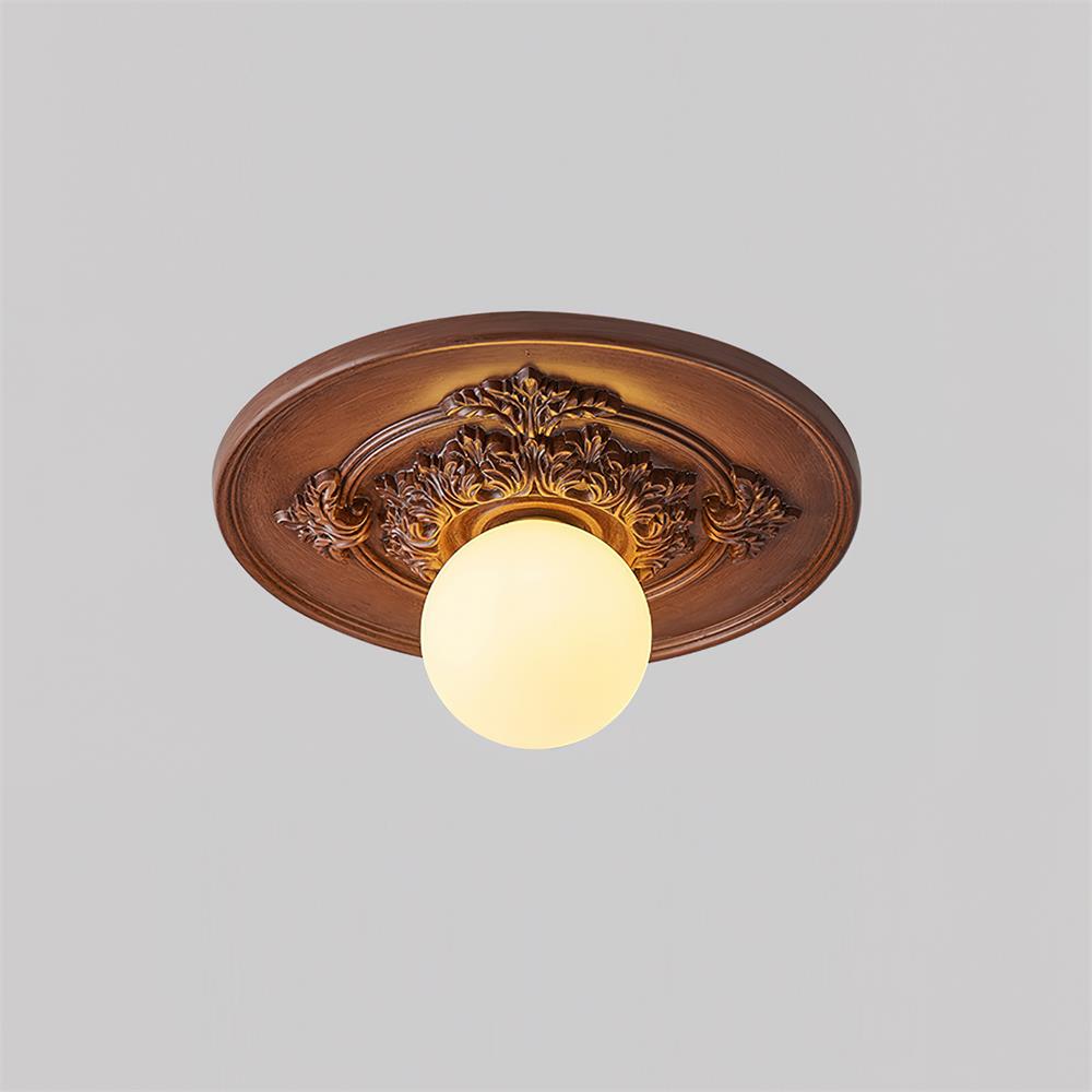 Ivorelle Vintage Carved Ceiling Light with Globe Shade | ventumra