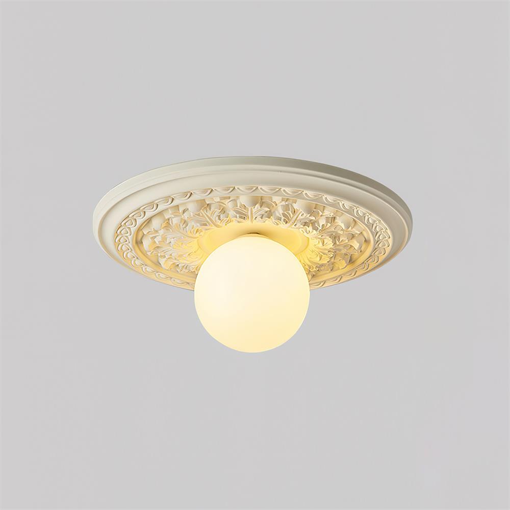 Ivorelle Vintage Carved Ceiling Light with Globe Shade | ventumra