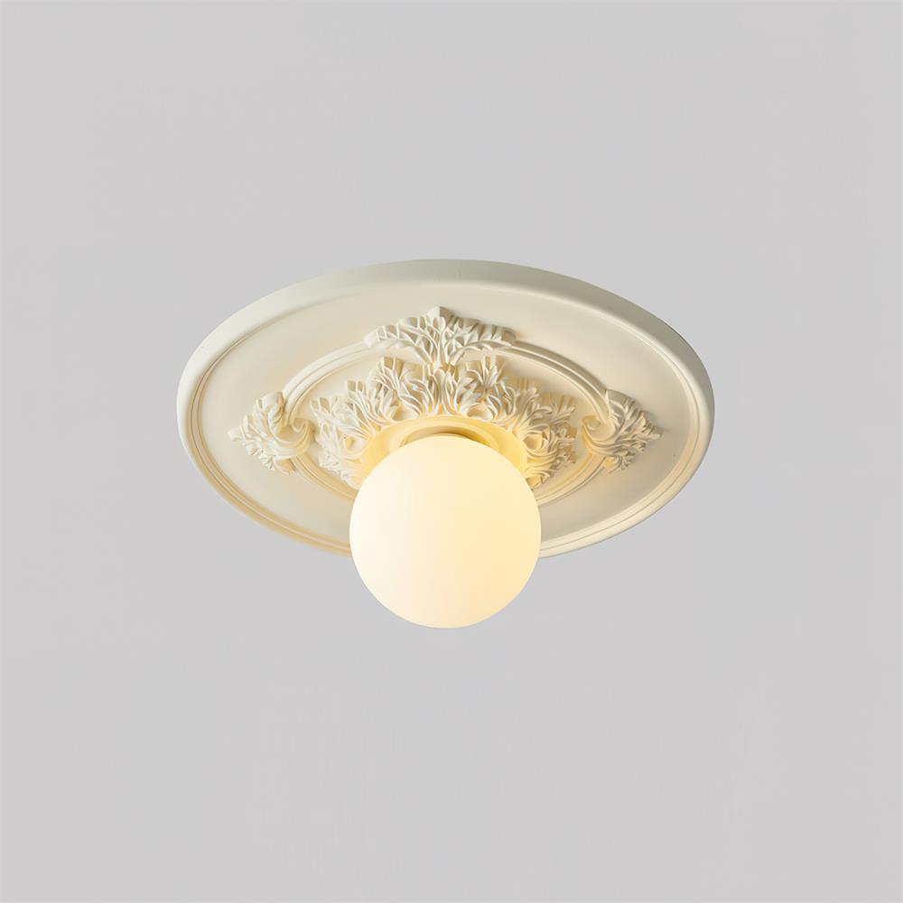 Ivorelle Vintage Carved Ceiling Light with Globe Shade | ventumra