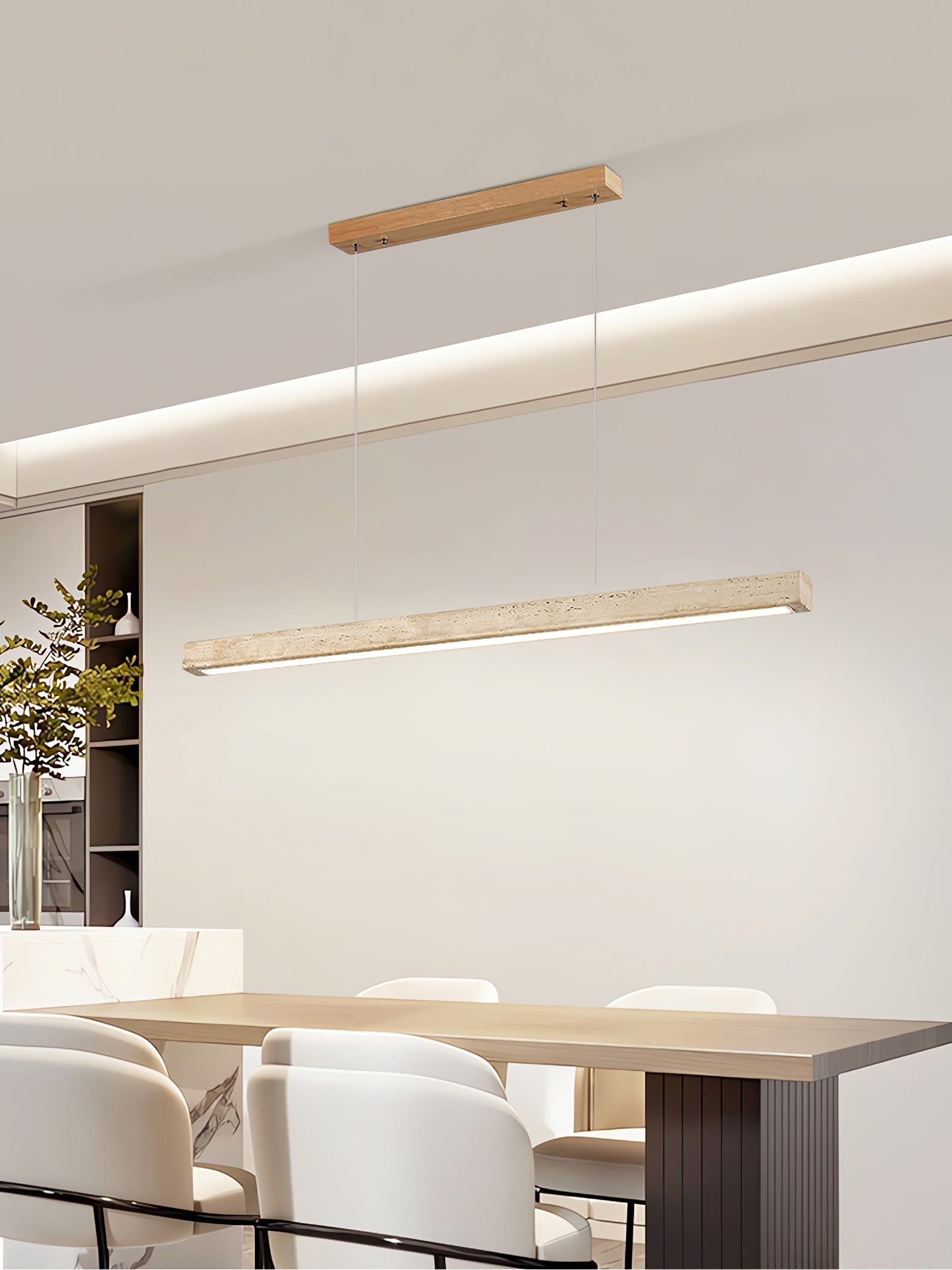 Imiror Minimalist Travertine Linear Pendant Light | ventumra