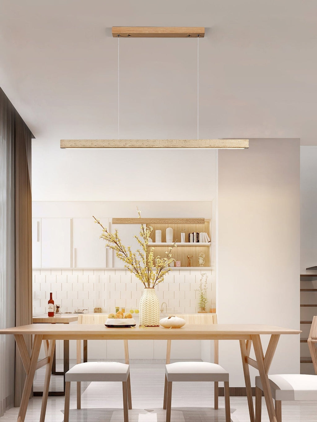 Imiror Minimalist Travertine Linear Pendant Light | ventumra