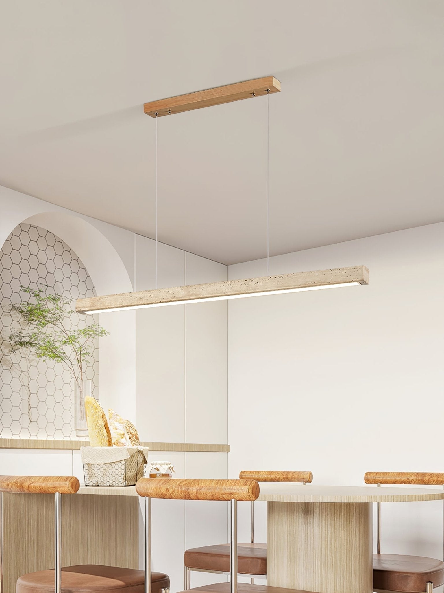 Imiror Minimalist Travertine Linear Pendant Light | ventumra