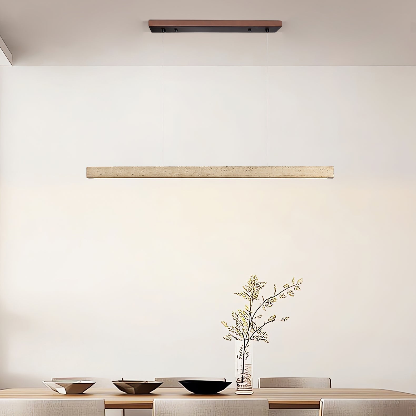 Imiror Minimalist Travertine Linear Pendant Light | ventumra