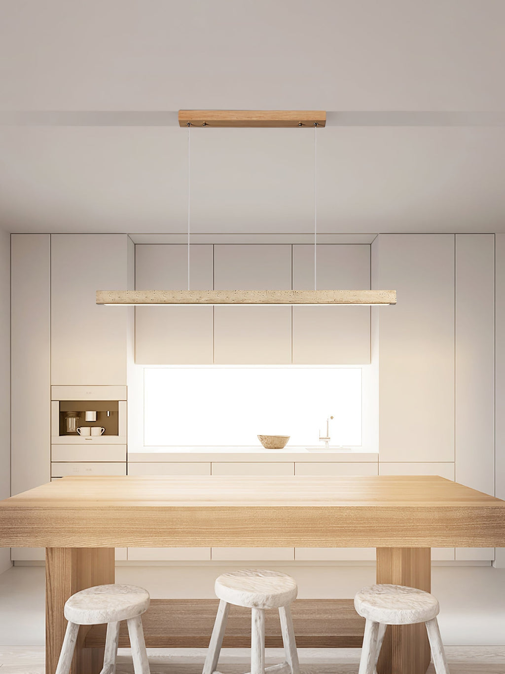 Imiror Minimalist Travertine Linear Pendant Light | ventumra
