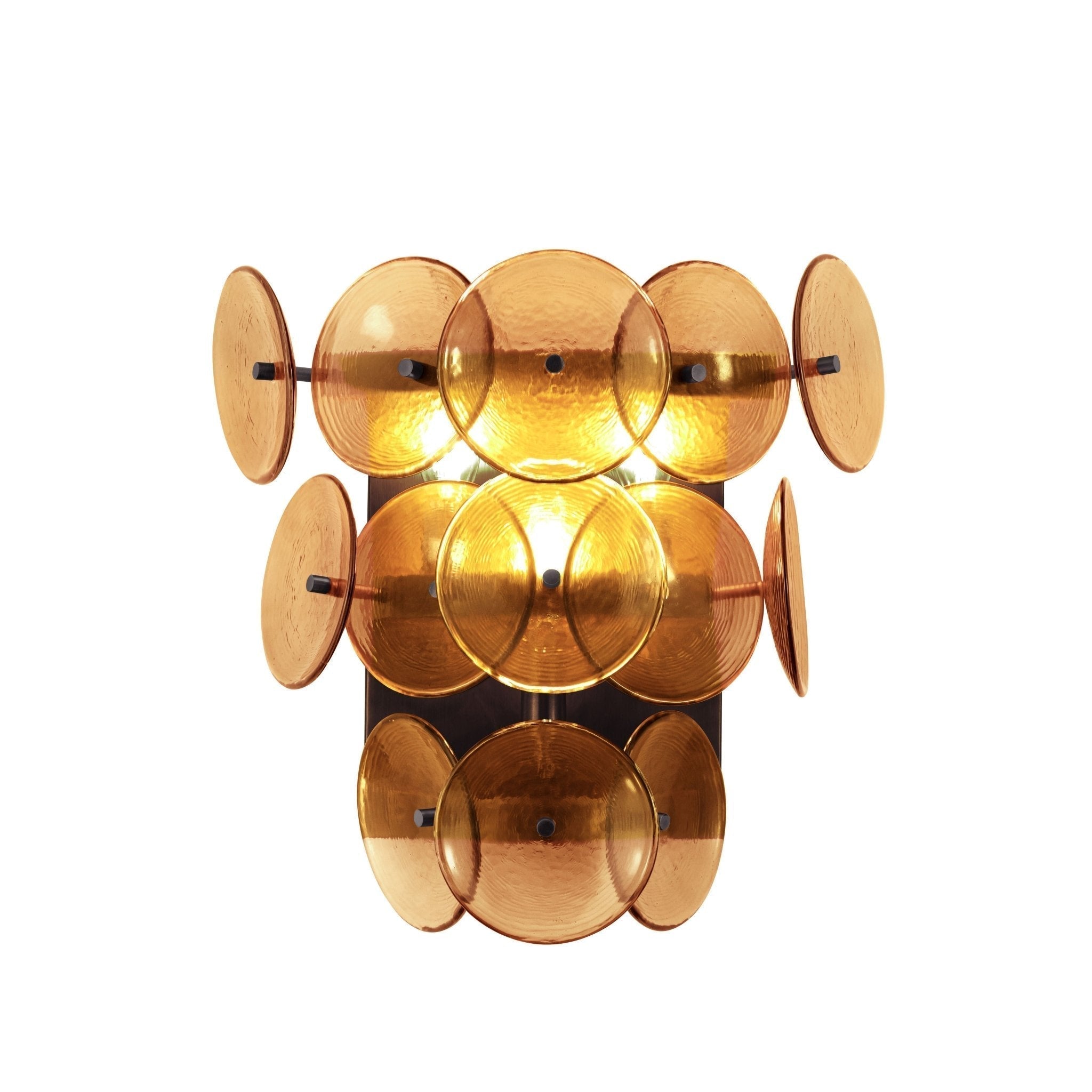 Aurora Wall Sconce Pressed Glass Disc Vintage Amber | ventumra