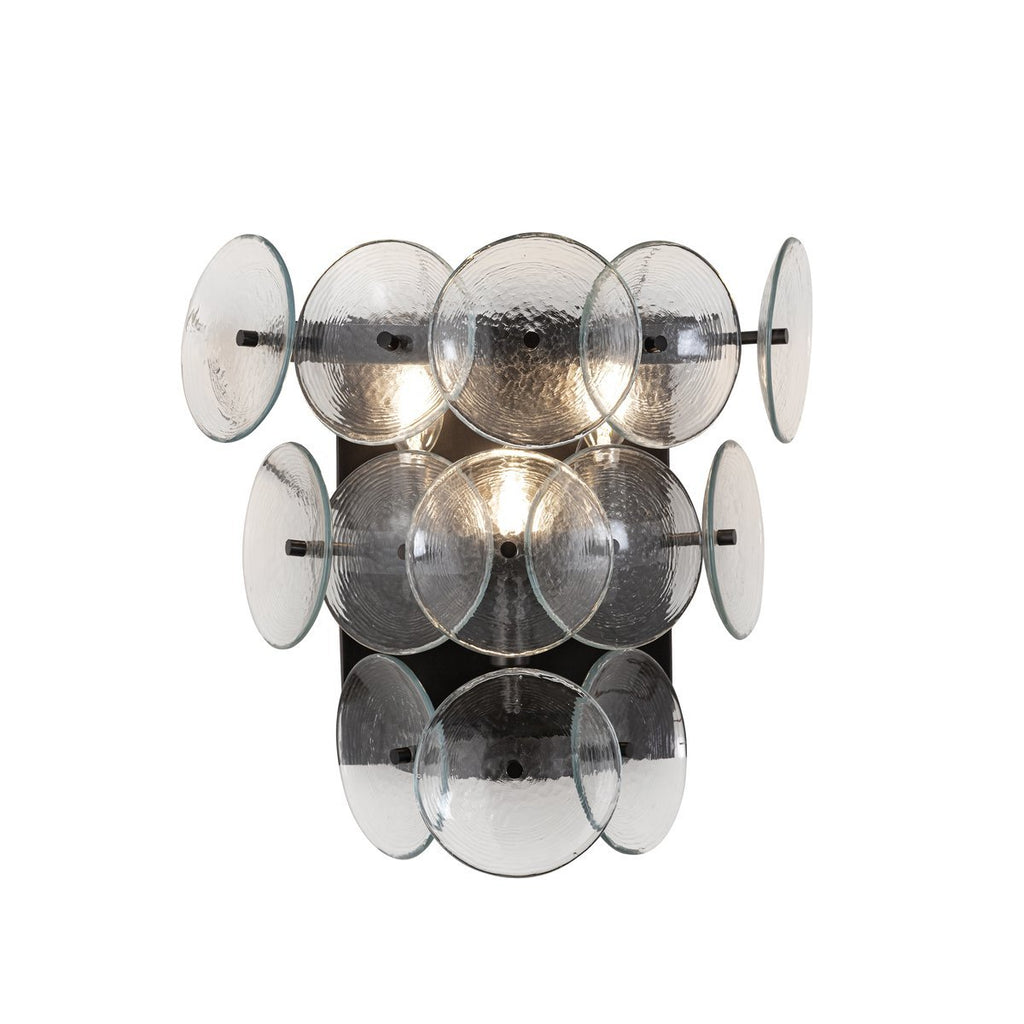 Aurora Wall Sconce Pressed Glass Disc Vintage Amber | ventumra