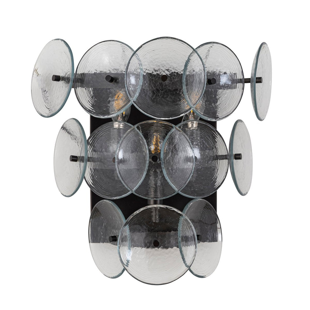 Aurora Wall Sconce Pressed Glass Disc Vintage Amber | ventumra
