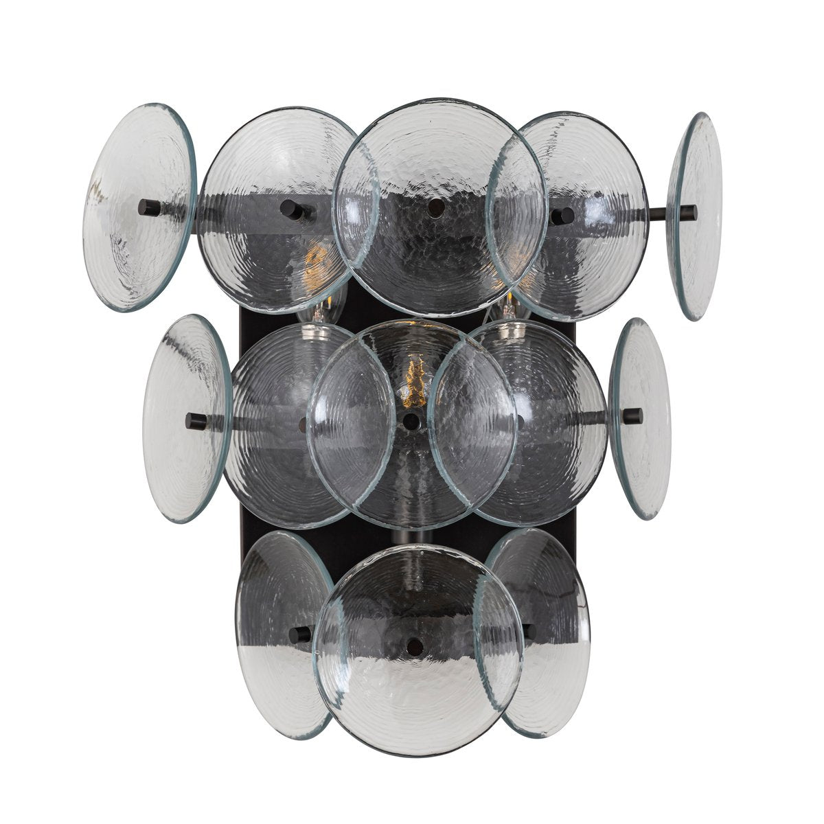 Aurora Wall Sconce Pressed Glass Disc Vintage Amber | ventumra