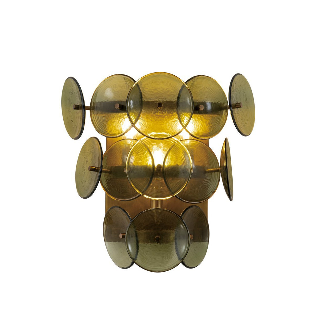 Aurora Wall Sconce Pressed Glass Disc Vintage Amber | ventumra