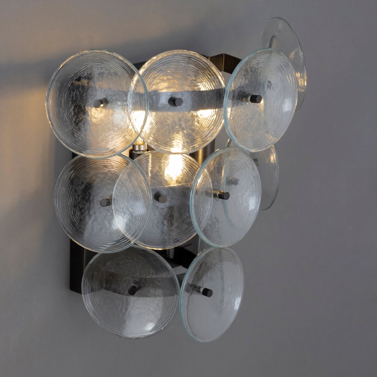 Aurora Wall Sconce Pressed Glass Disc Vintage Amber | ventumra