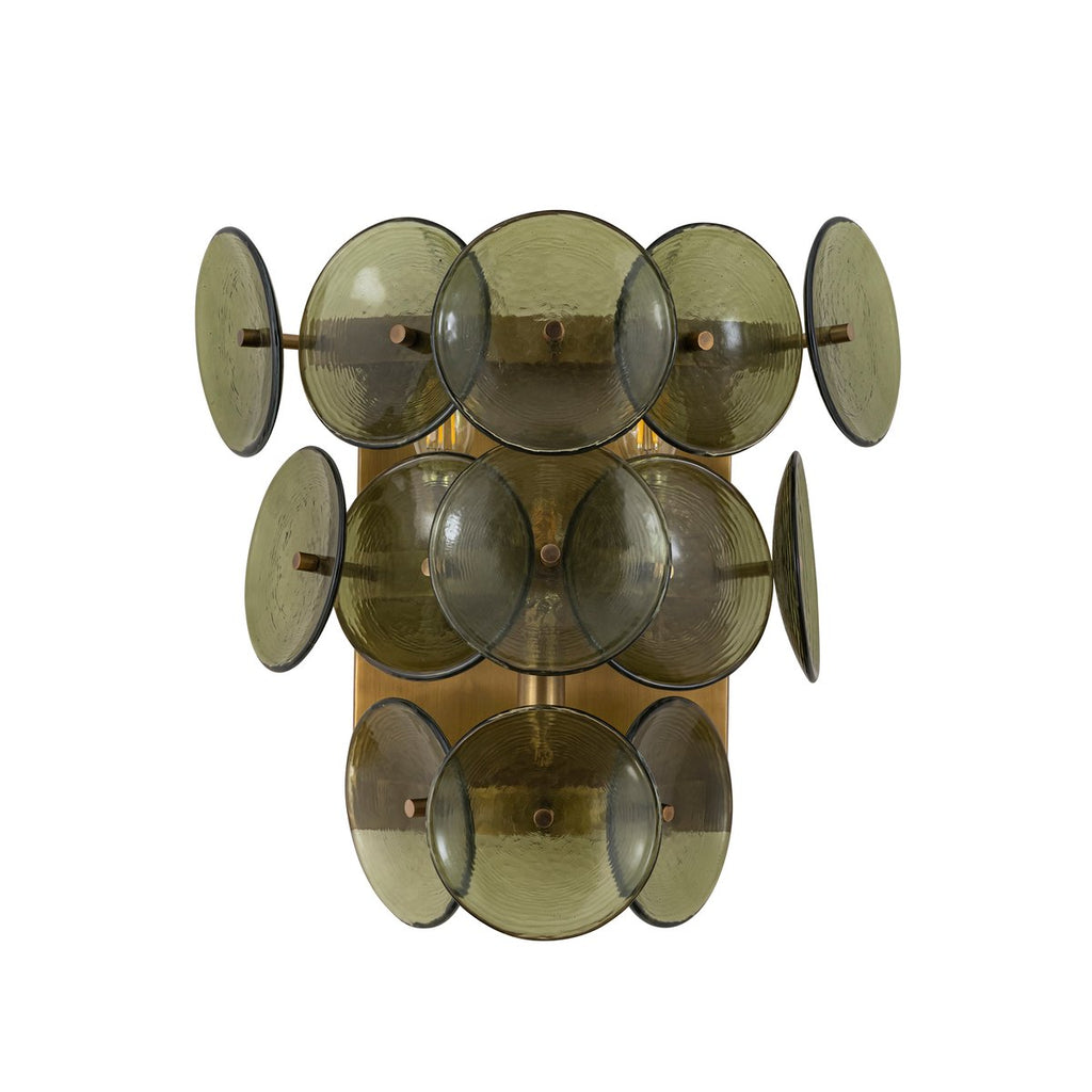 Aurora Wall Sconce Pressed Glass Disc Vintage Amber | ventumra
