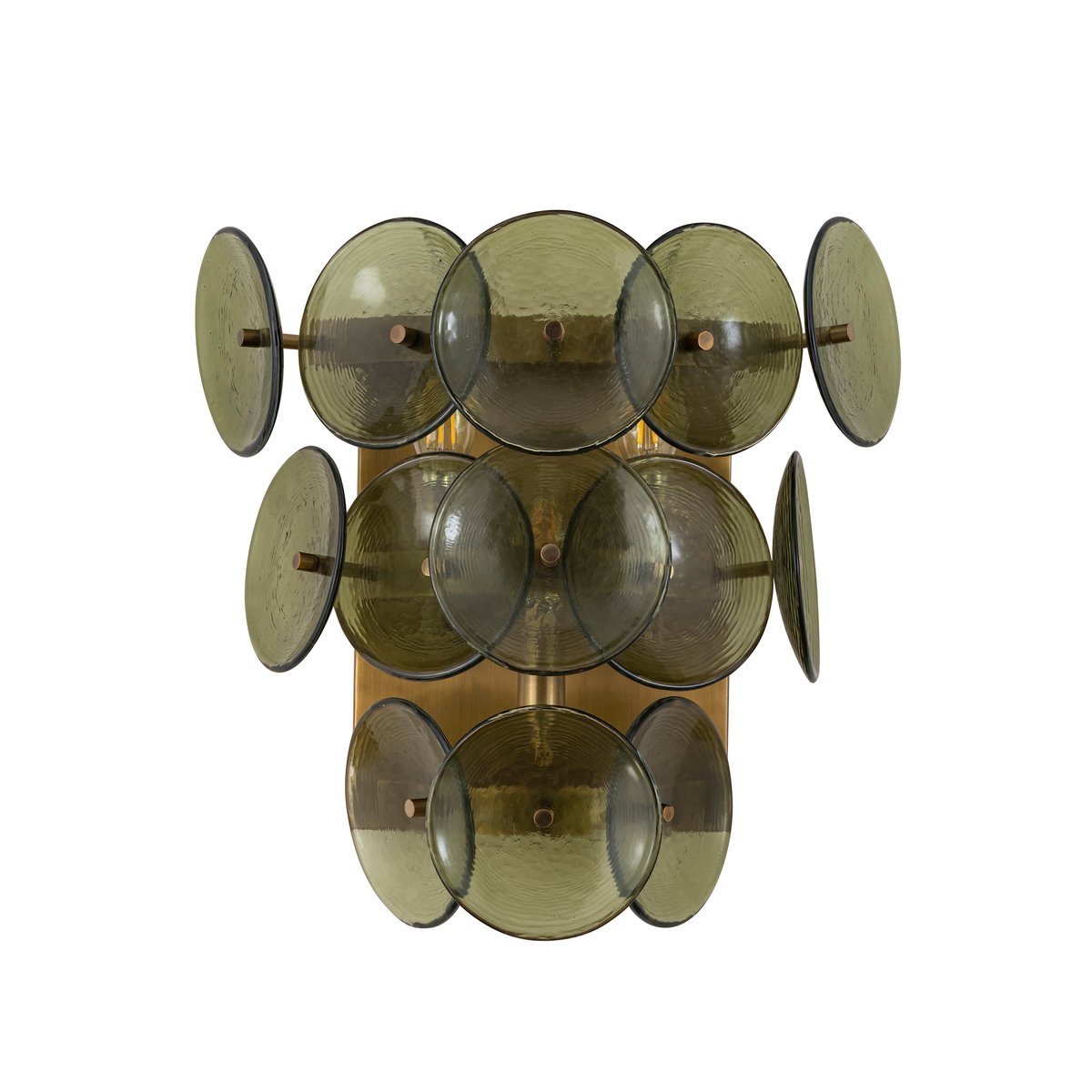 Aurora Wall Sconce Pressed Glass Disc Vintage Amber | ventumra