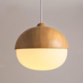 VerdantLume Wood and Moon Glass Pendant Light for Living Room