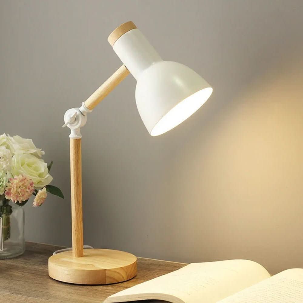 Nordic Luma Lampe de bureau scandinave en bois — Bras réglable