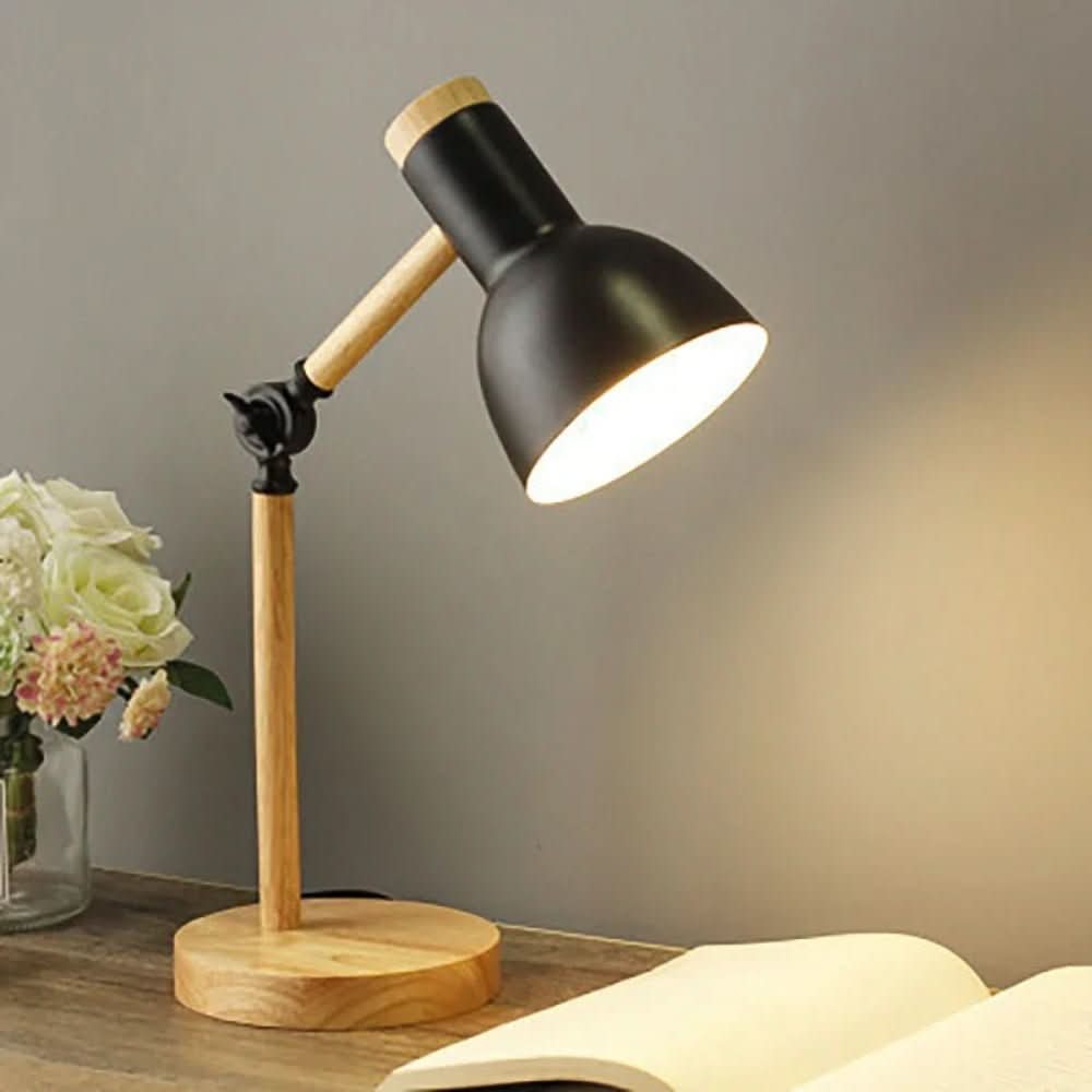 Nordic Luma Lampe de bureau scandinave en bois — Bras réglable