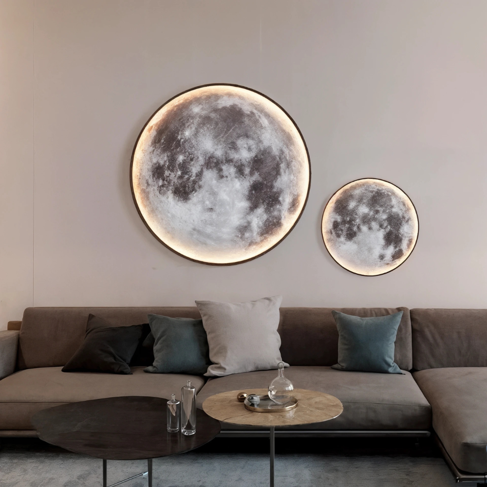 Applique murale d’intérieur Lunara, inspirée du clair de lune, avec ambiance LED, disponible en plusieurs tailles | Ventumra