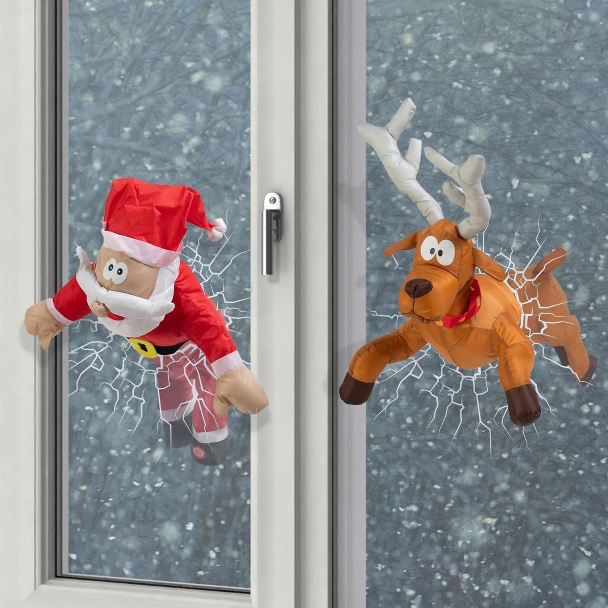 Door geluid geactiveerd bewegend kerstfiguur van de Kerstman voor het raam