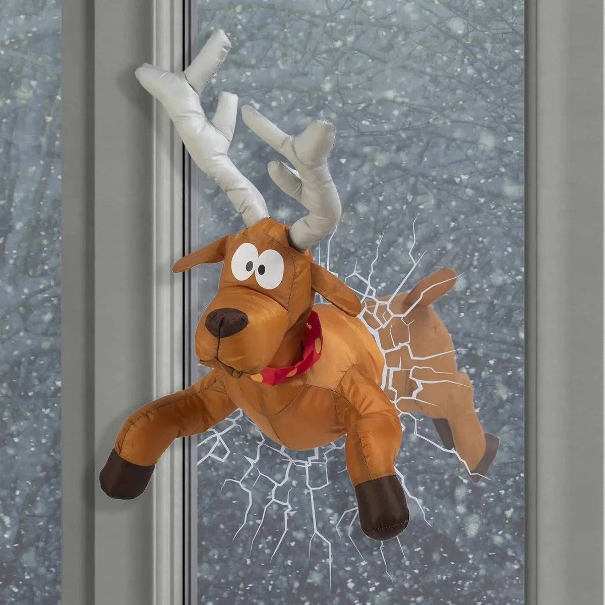 Door geluid geactiveerd bewegend kerstfiguur van de Kerstman voor het raam