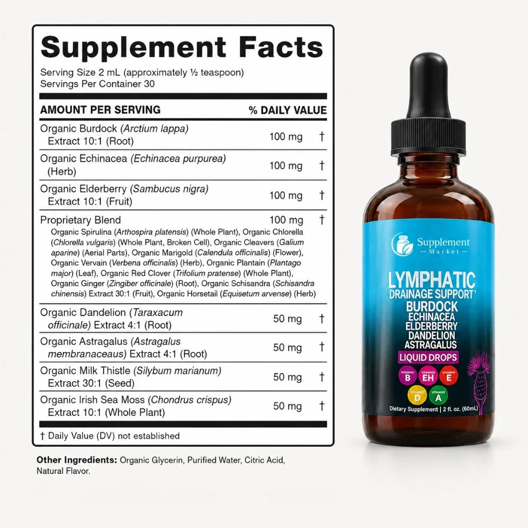 Lymphatic Drainage Support Liquid Drops: Fluid Balance & Immune Defense