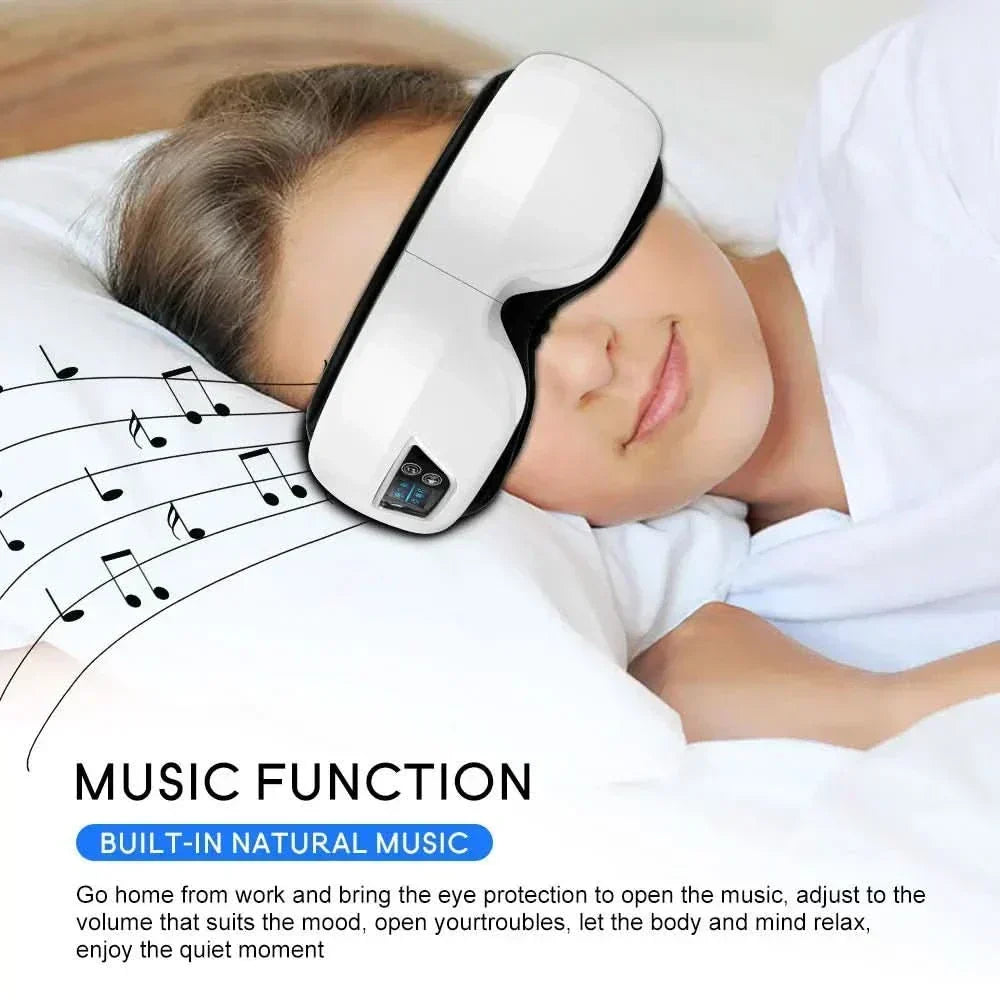 LuminaFlex מכשיר עיסוי עיניים 6D — לחץ אוויר, חימום, רטט, Bluetooth, עיצוב מתקפל