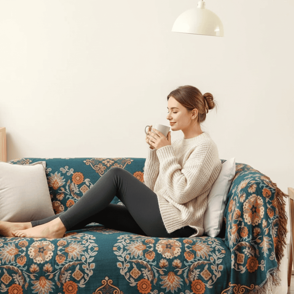 Coperta double face LumaCloud color calendula — Struttura reversibile