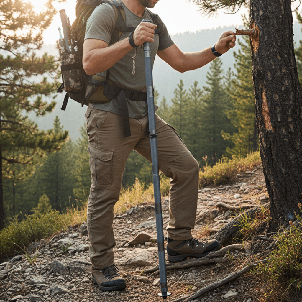 TrailForge Bastones de senderismo de acero inoxidable para acampada — Estructura compacta y resistente