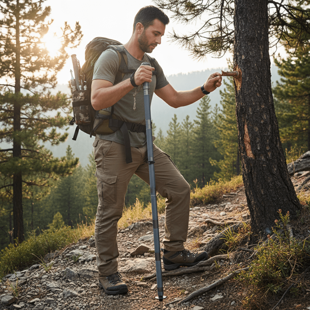 TrailForge Bastones de senderismo de acero inoxidable para acampada — Estructura compacta y resistente