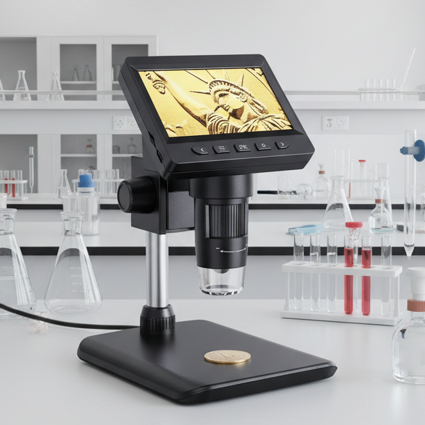 NovaScope Portable HD Digital Microscope — Built-In Display