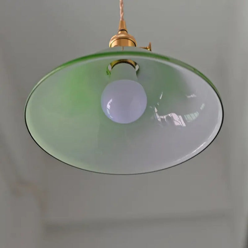 Valentina Rustic Vintage LED Pendant Light Green Copper Glass Dining Room | ventumra