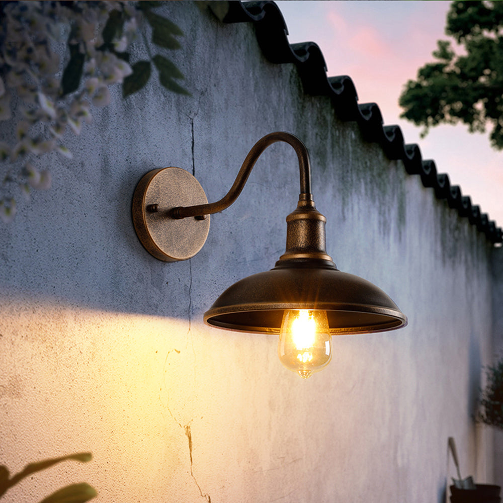 Ray Rustic Bowl Shaped Metal Wall Lamp, Antique Brass - Neutralighting